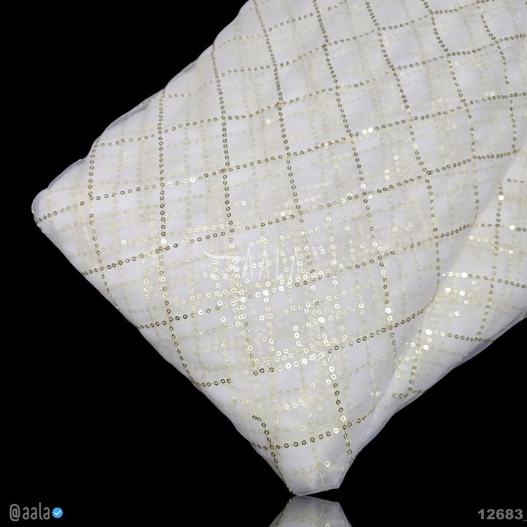 Sequins Net Nylon 44-Inches DYEABLE Per-Metre #12683
