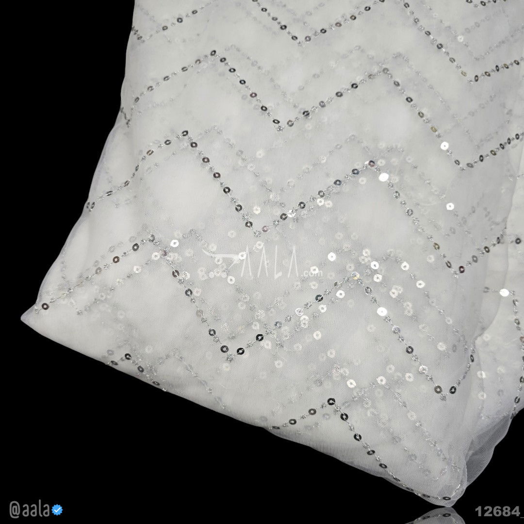 Sequins Net Nylon 44-Inches DYEABLE Per-Metre #12684