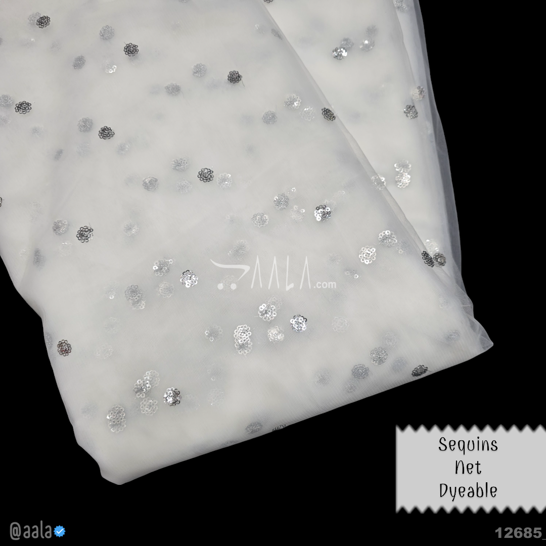 Sequins Net Nylon 44-Inches DYEABLE Per-Metre #12685