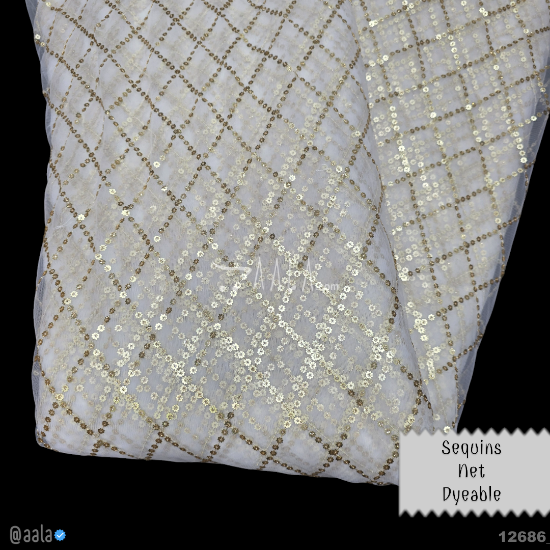 Sequins Net Nylon 44-Inches DYEABLE Per-Metre #12686