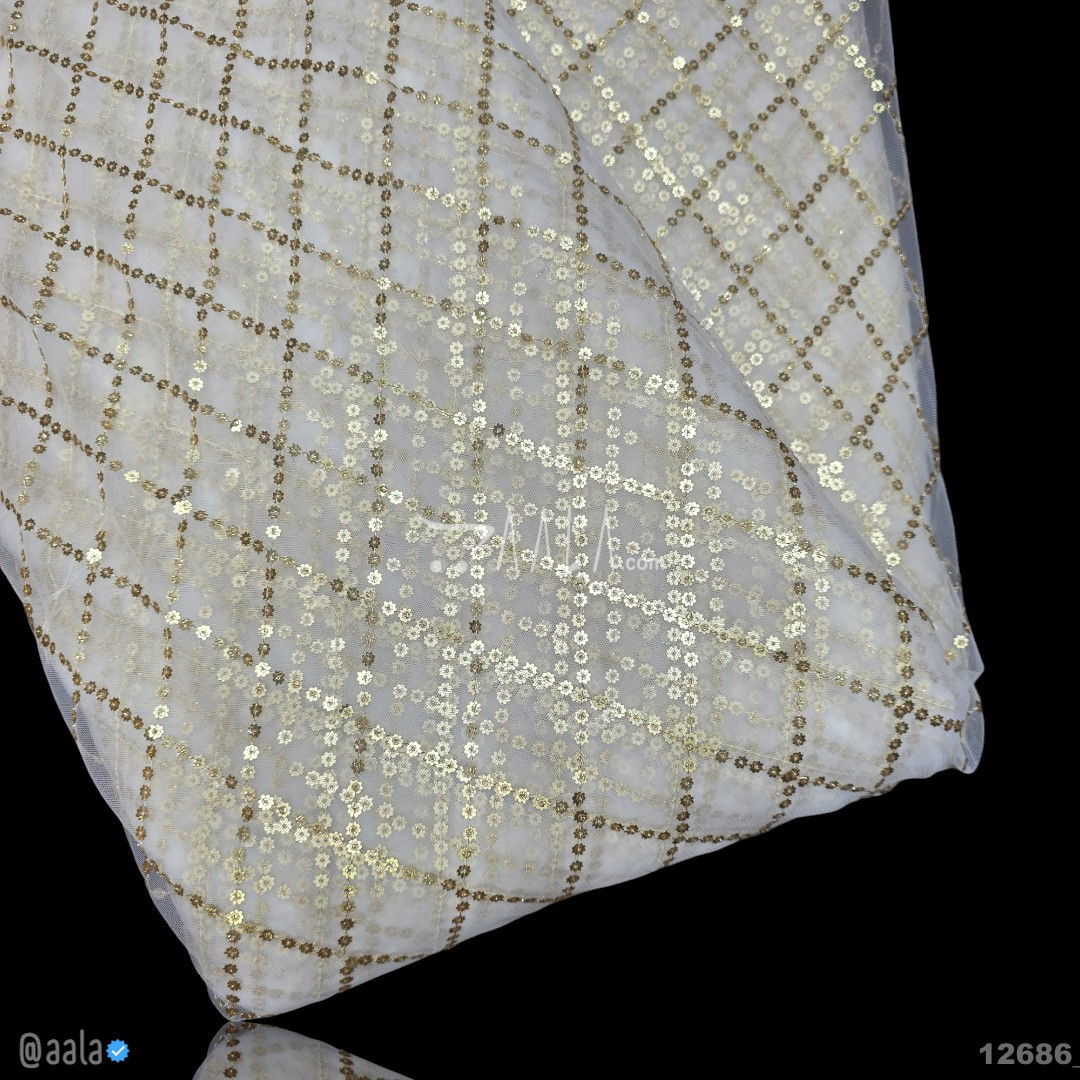 Sequins Net Nylon 44-Inches DYEABLE Per-Metre #12686