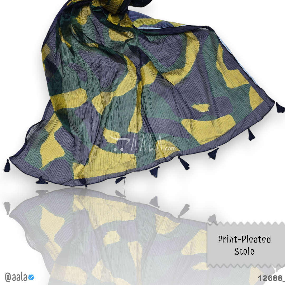Print-Pleated Chiffon Silk Dupatta-20-Inches PRINTED 2.25-Metres 