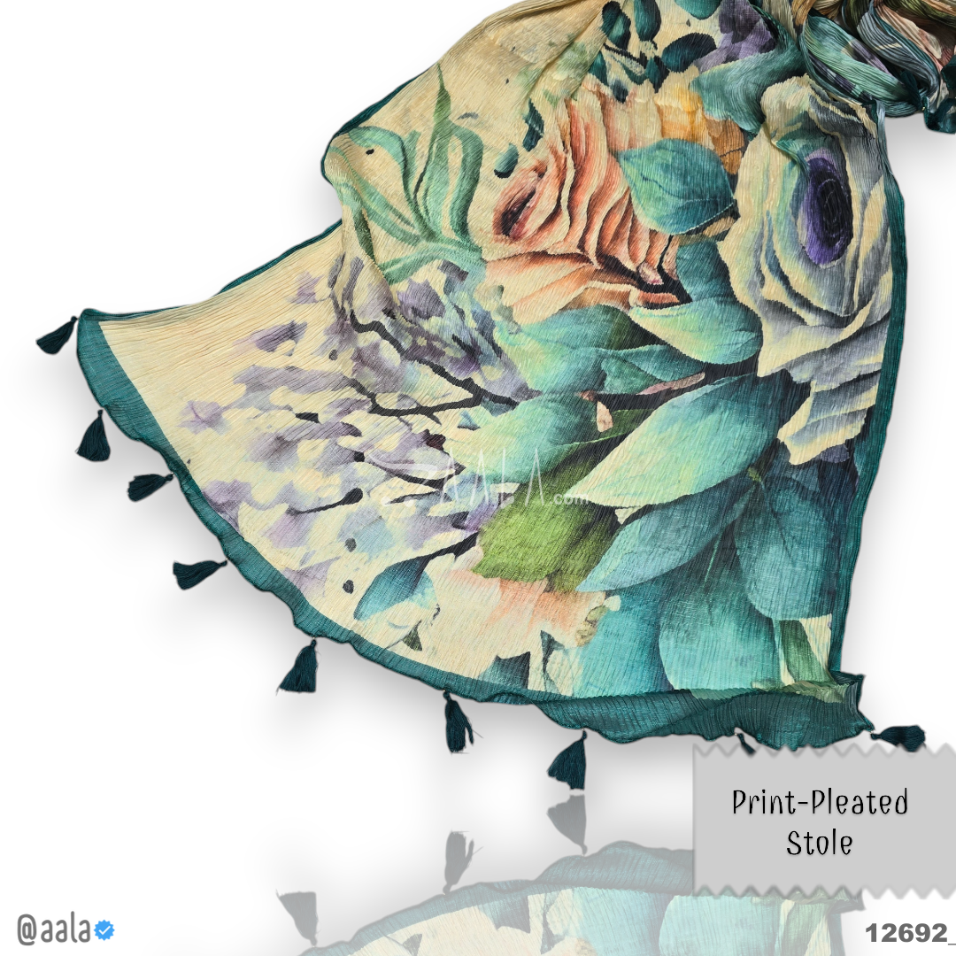 Print-Pleated Chiffon Silk Dupatta-20-Inches PRINTED 2.25-Metres 