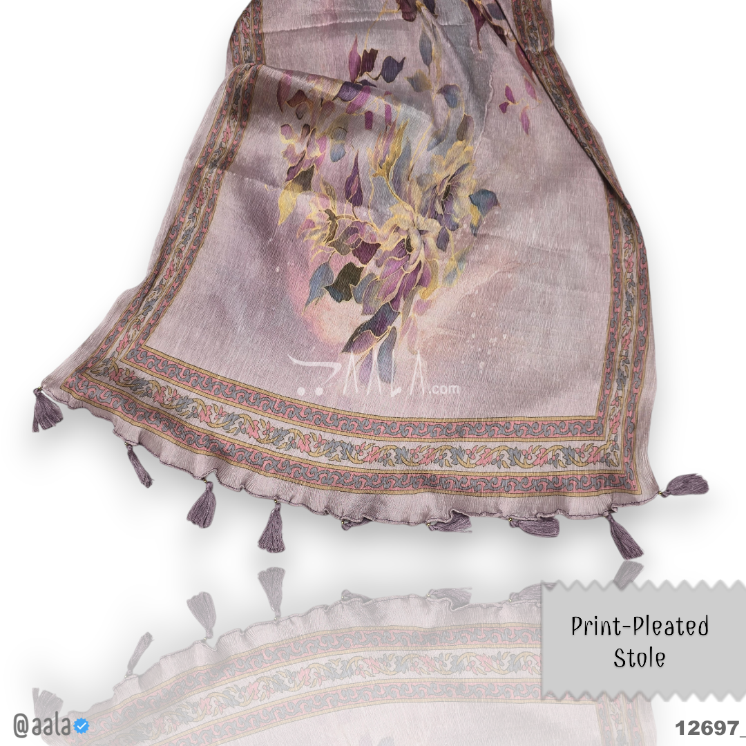 Print-Pleated Chiffon Silk Dupatta-20-Inches PRINTED 2.25-Metres 