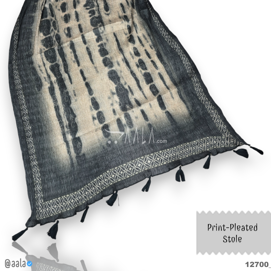 Print-Pleated Chiffon Silk Dupatta-20-Inches PRINTED 2.25-Metres 