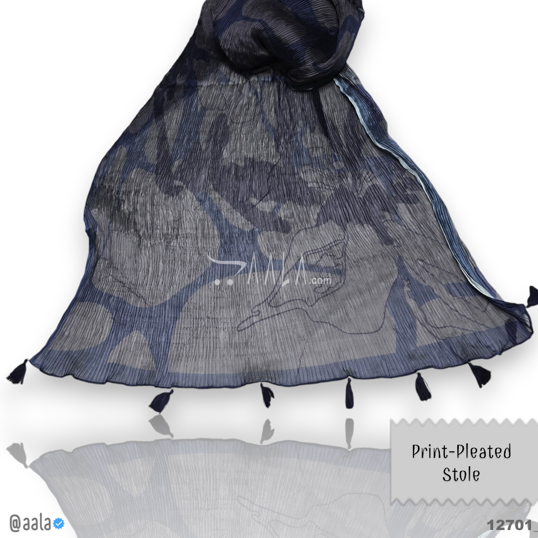 Print-Pleated Chiffon Silk Dupatta-20-Inches PRINTED 2.25-Metres 