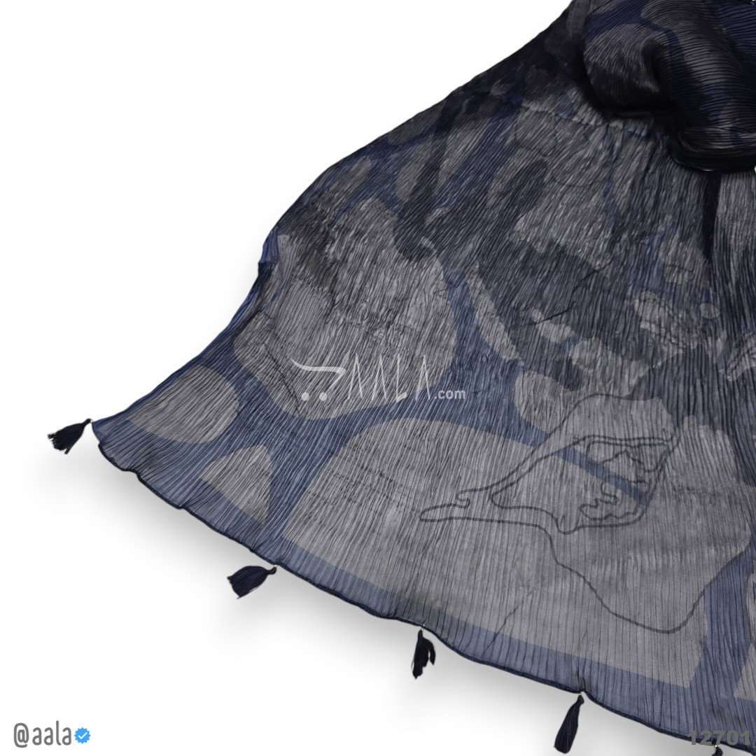 Print-Pleated Chiffon Silk Dupatta-20-Inches PRINTED 2.25-Metres 