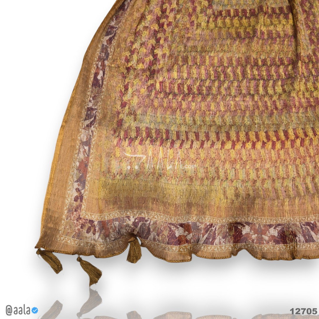 Print-Pleated Chiffon Silk Dupatta-20-Inches PRINTED 2.25-Metres 