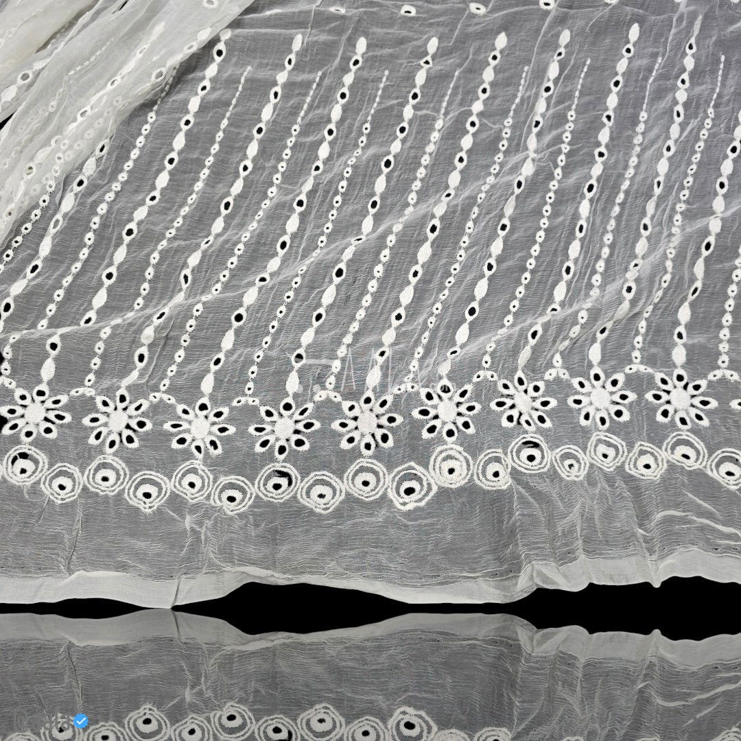 Embroidered Chiffon Viscose 44-Inches DYEABLE Per-Metre #12717
