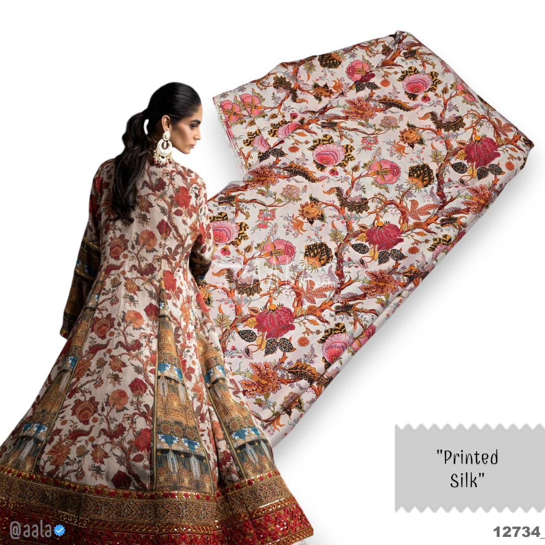 Printed Silk Blend 44-Inches PRINTED Per-Metre #12734