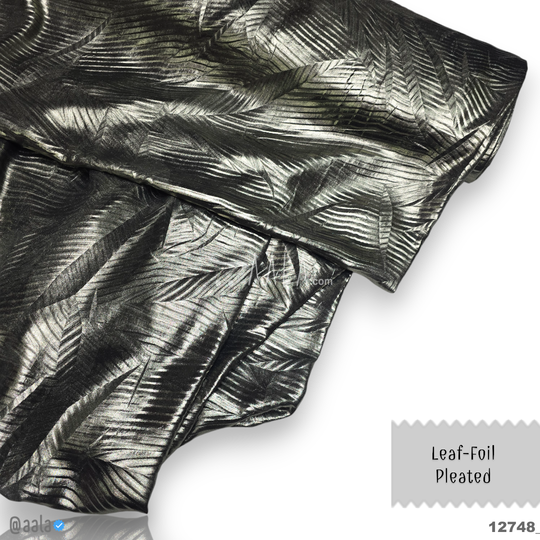 Leaf-Foil Organza Blend 58-Inches BLACK Per-Metre 