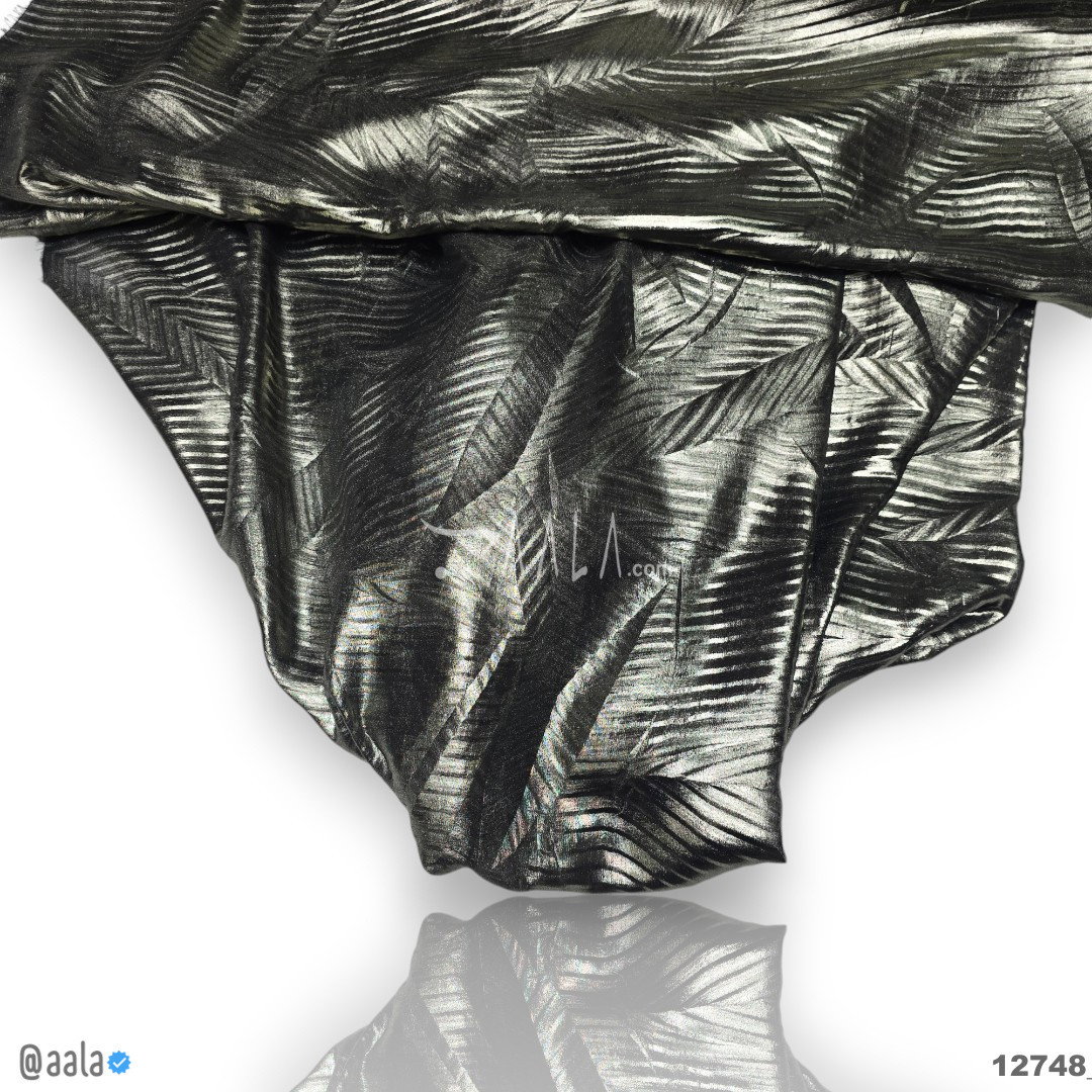 Leaf-Foil Organza Blend 58-Inches BLACK Per-Metre 