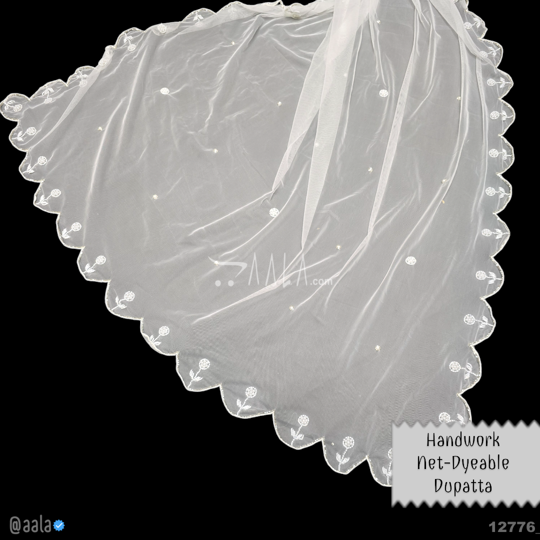 Handwork Net Nylon Dupatta-40-Inches DYEABLE 2.25-Metres #12776
