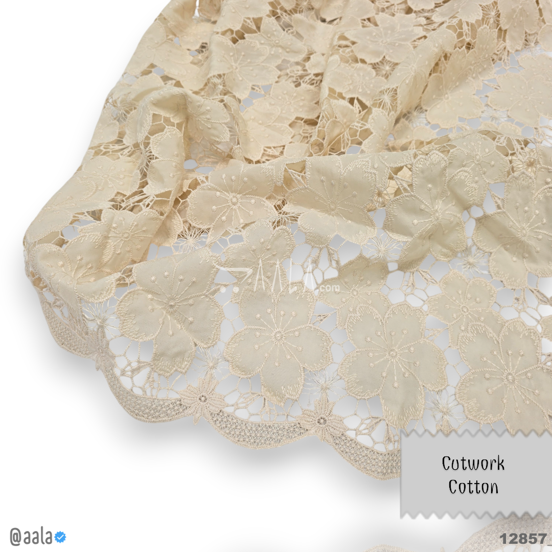 Cutwork Cotton Cotton 52-Inches CREAM Per-Metre #12857