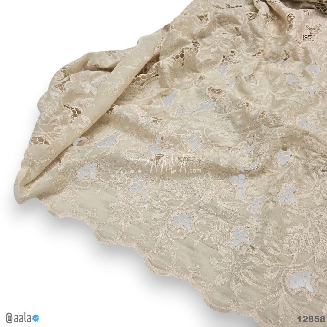 Cutwork Cotton Cotton 52-Inches CREAM Per-Metre #12858