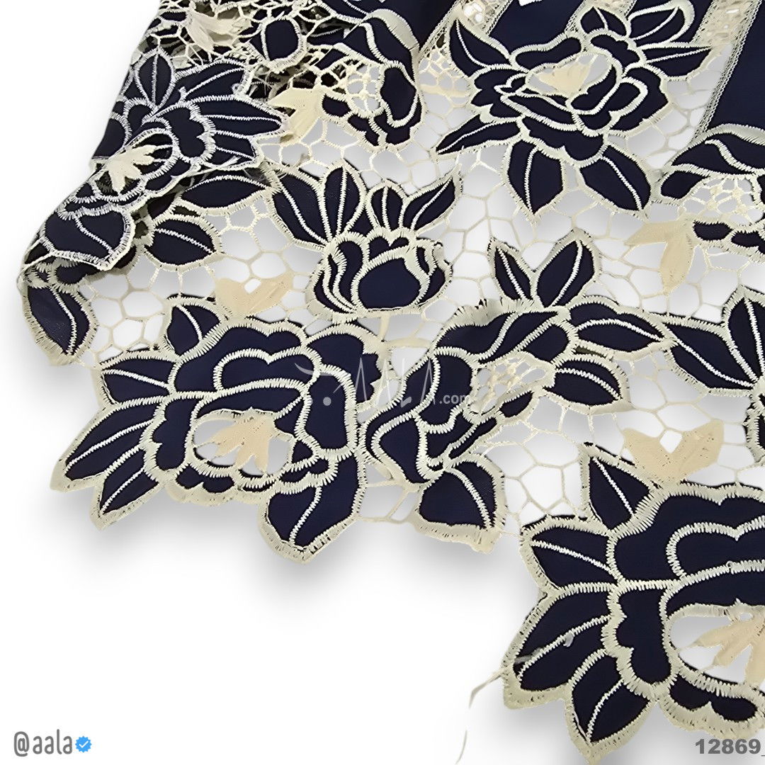 Cutwork Cotton Cotton 52-Inches BLUE Per-Metre 