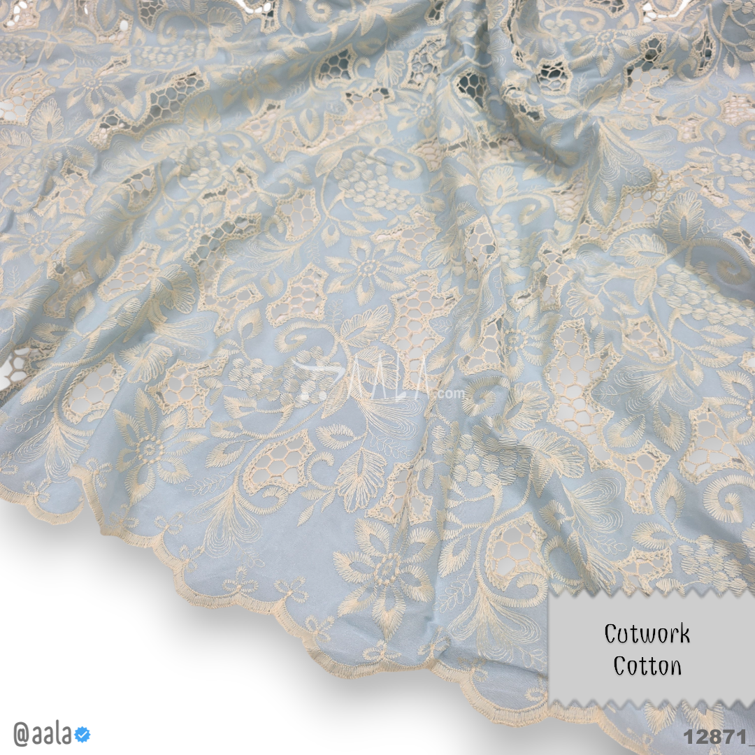 Cutwork Cotton Cotton 52-Inches BLUE Per-Metre 