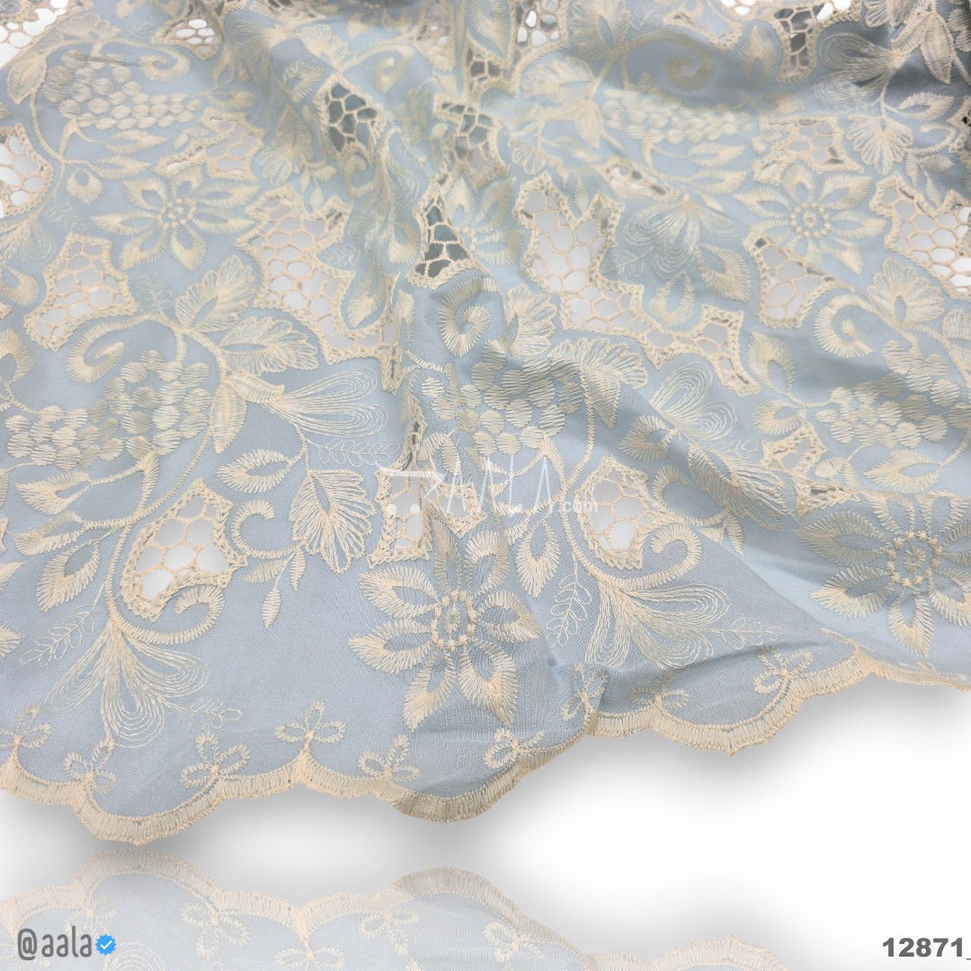 Cutwork Cotton Cotton 52-Inches BLUE Per-Metre 