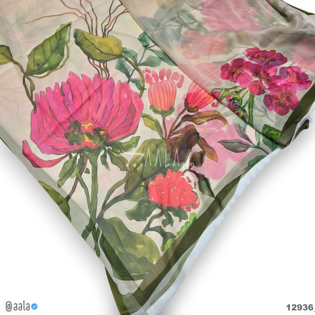 Printed-Tabby Chiffon Blend Dupatta-32-Inches PRINTED 2.25-Metres #12936