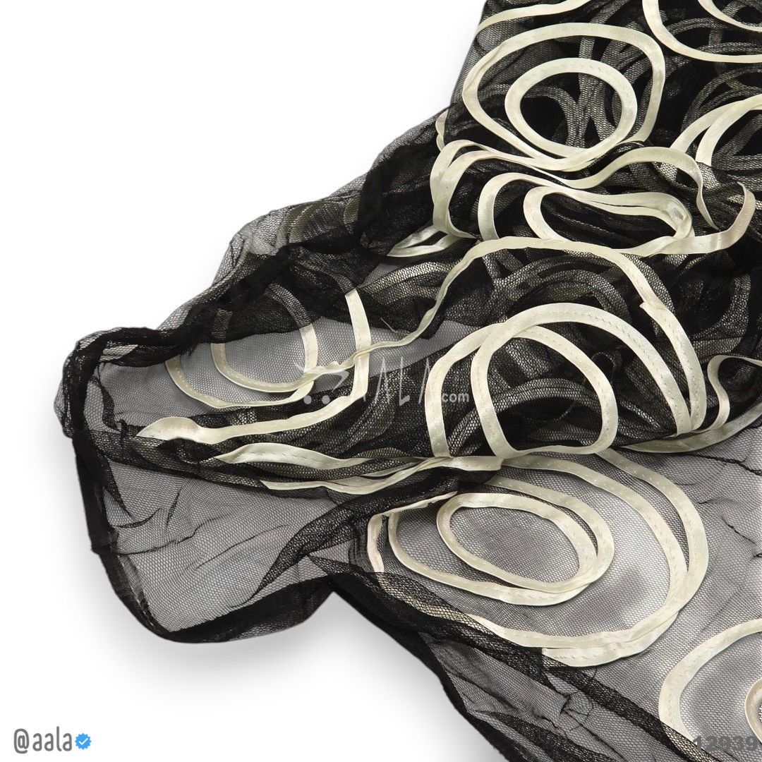 Embroidered Net Blend 44-Inches BLACK Per-Metre #12939