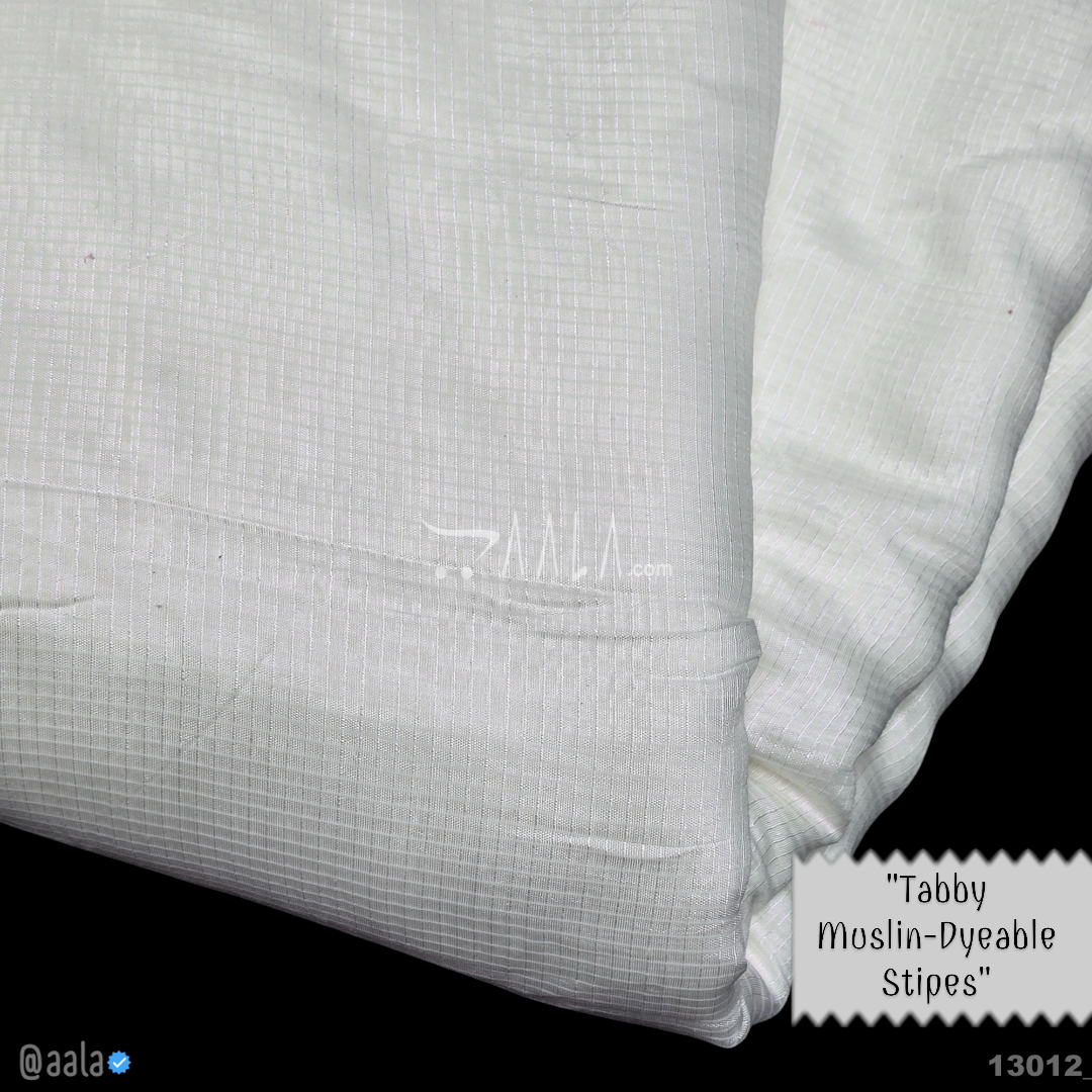 Tabby-Muslin-Stripes Cotton Nylon 44-Inches DYEABLE Per-Metre #13012