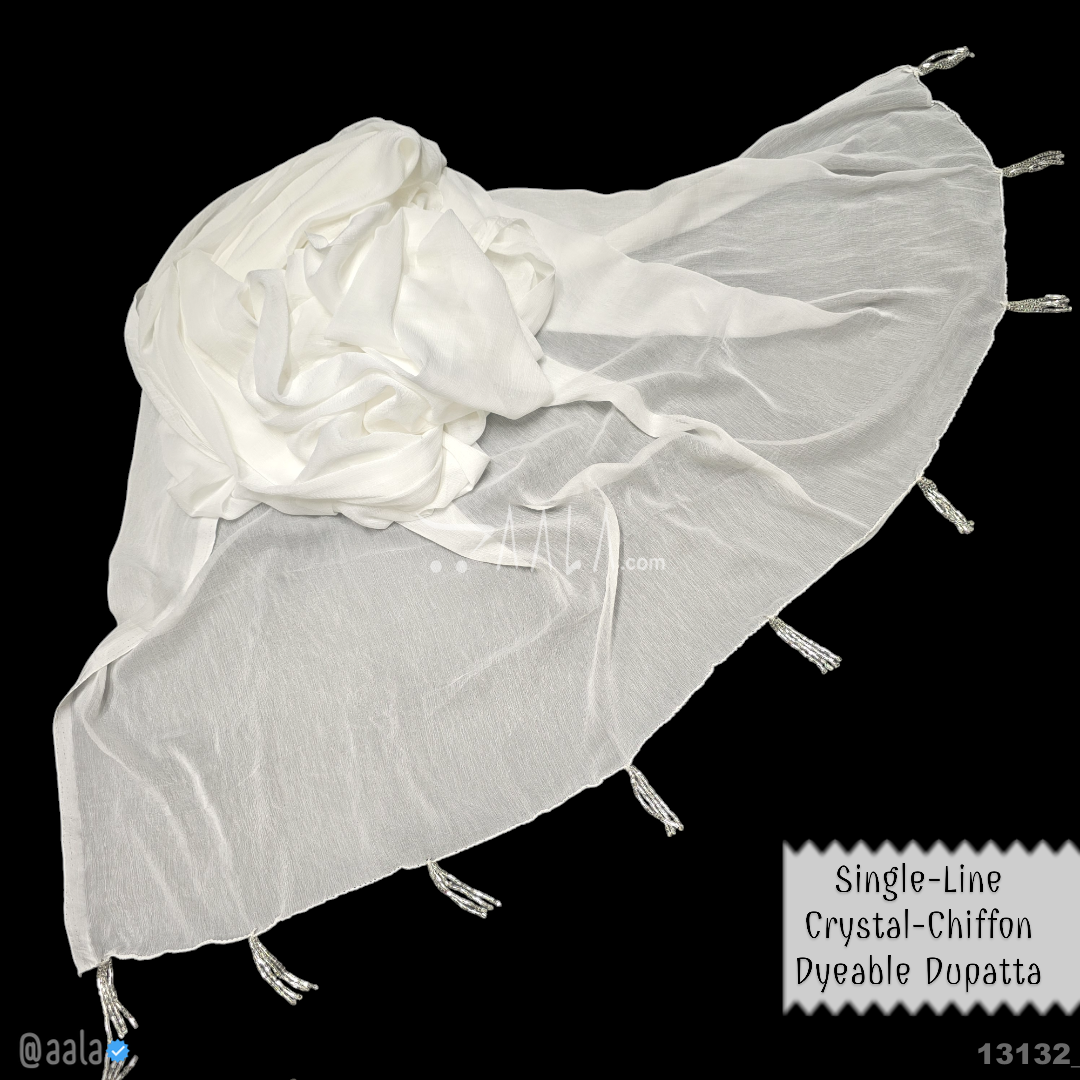 Single-Line-Crystal Chiffon Nylon Dupatta-32-Inches DYEABLE 2.25-Metres #13132