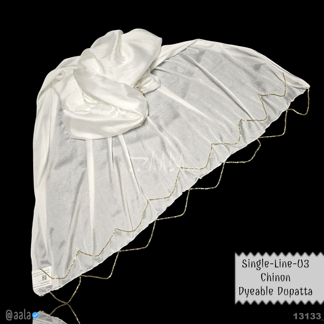 Single-Line-U3 Chinon Nylon Dupatta-32-Inches DYEABLE 2.25-Metres #13133