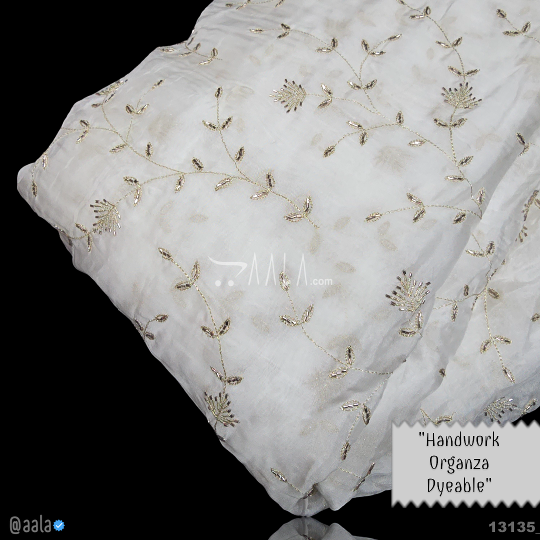 Handwork Organza Viscose 44-Inches DYEABLE Per-Metre 