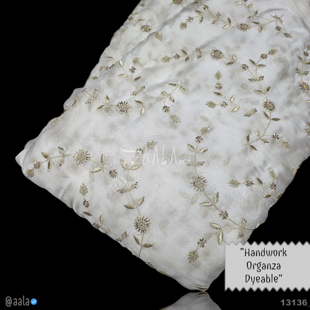 Handwork Organza Viscose 44-Inches DYEABLE Per-Metre 