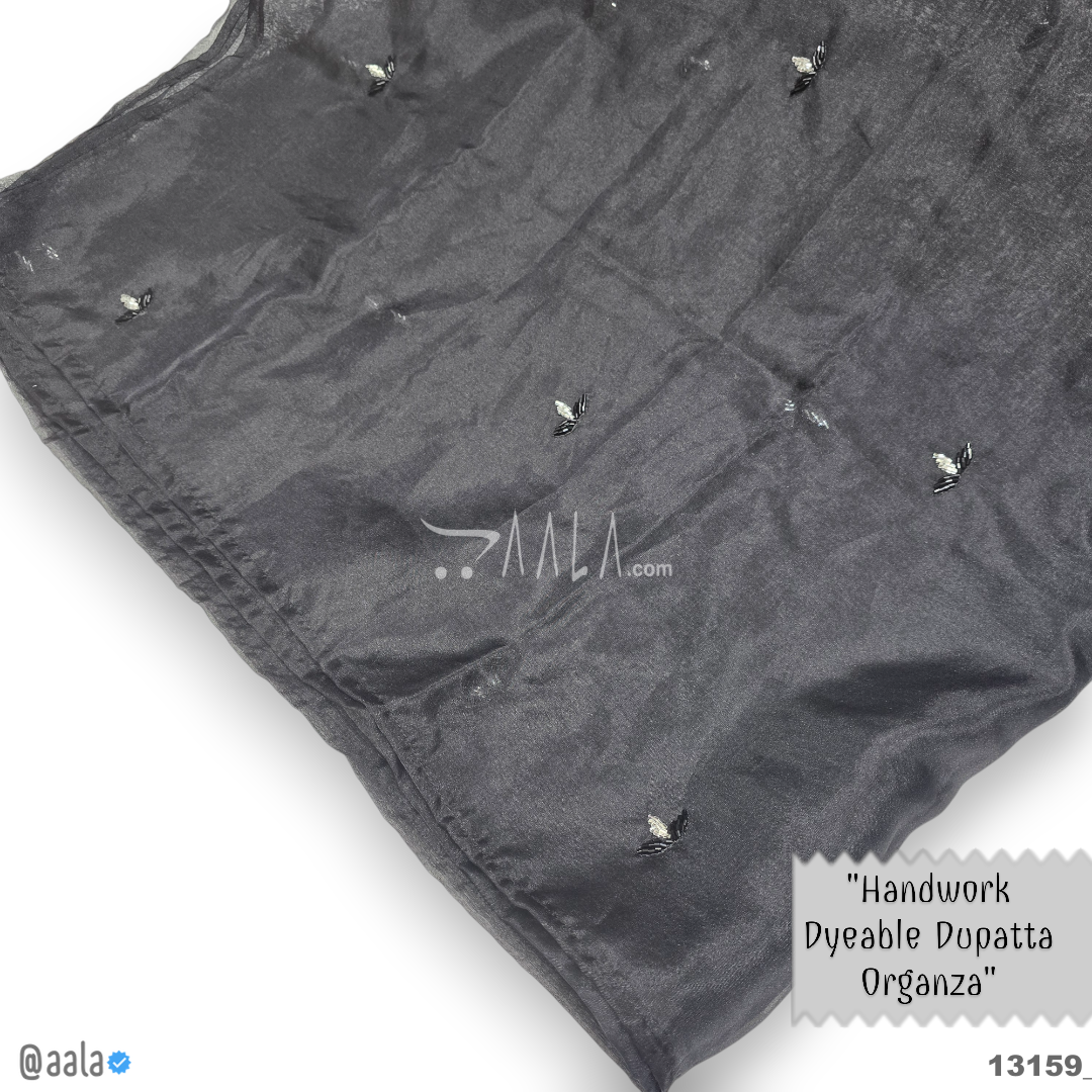 Handwork Organza Nylon Dupatta-42-Inches BLACK 2.25-Metres 