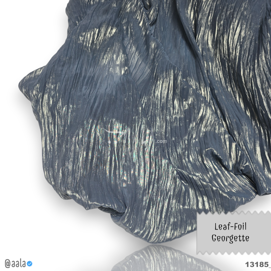 Leaf-Foil Georgette Blend 58-Inches BLUE Per-Metre #13185