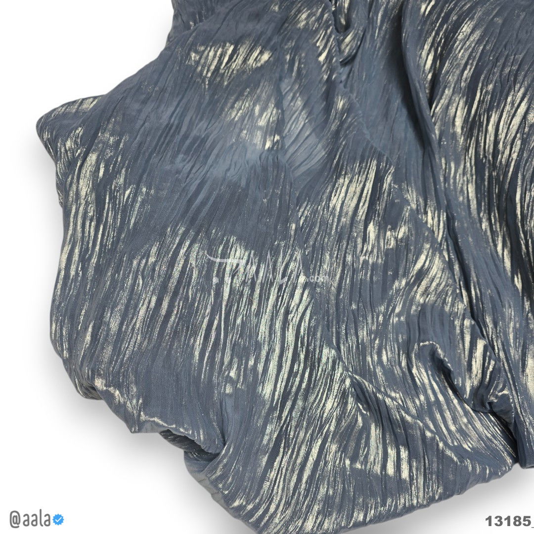 Leaf-Foil Georgette Blend 58-Inches BLUE Per-Metre #13185