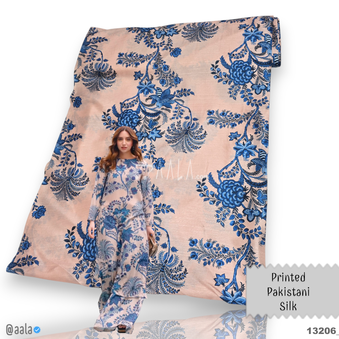 Printed-Pakistani Silk Blend 44-Inches PRINTED Per-Metre #13206