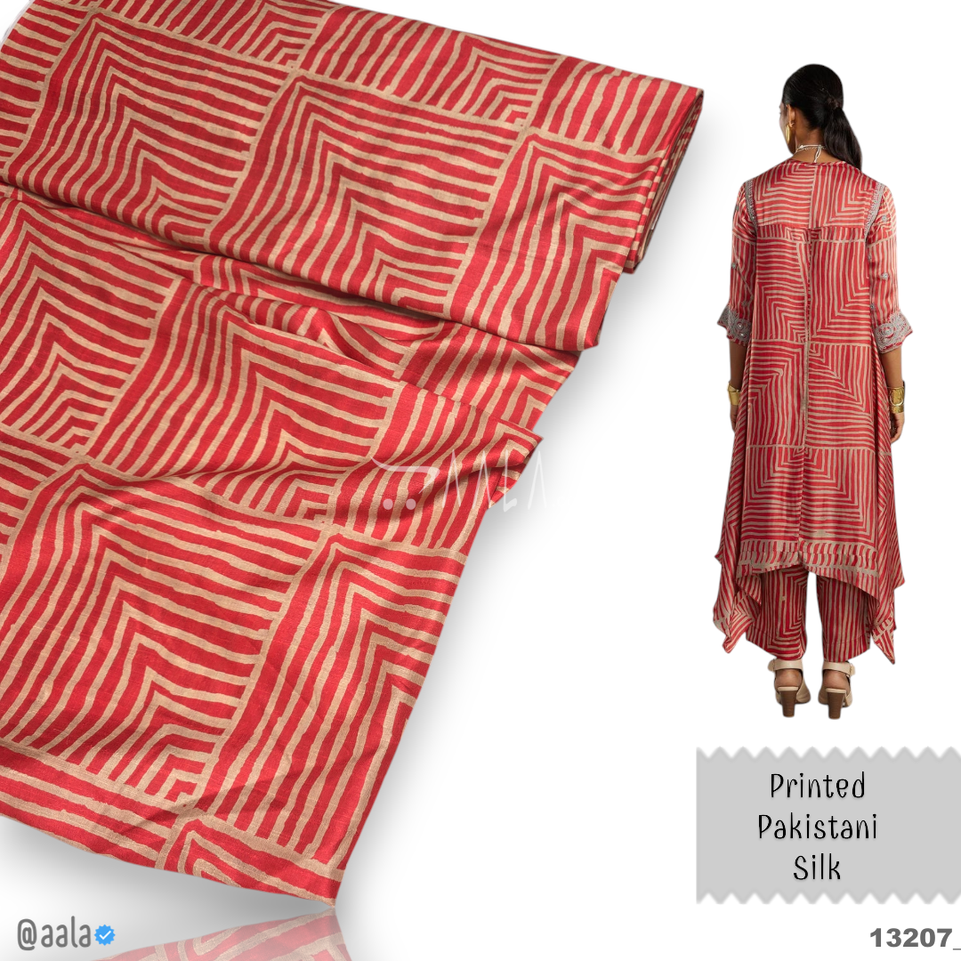Printed-Pakistani Silk Blend 44-Inches PRINTED Per-Metre #13207
