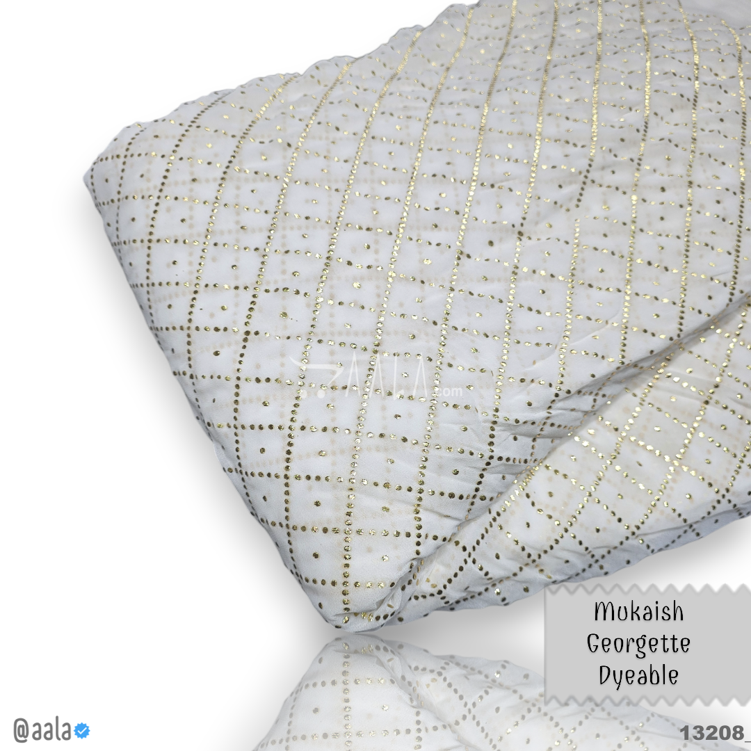 Machine-Mukaish Georgette Nylon 44-Inches DYEABLE Per-Metre #13208