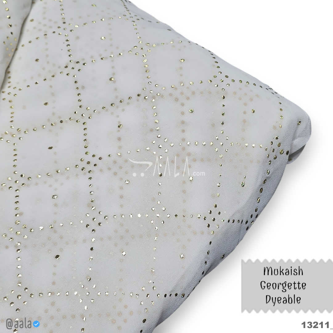 Machine-Mukaish Georgette Nylon 44-Inches DYEABLE Per-Metre #13211