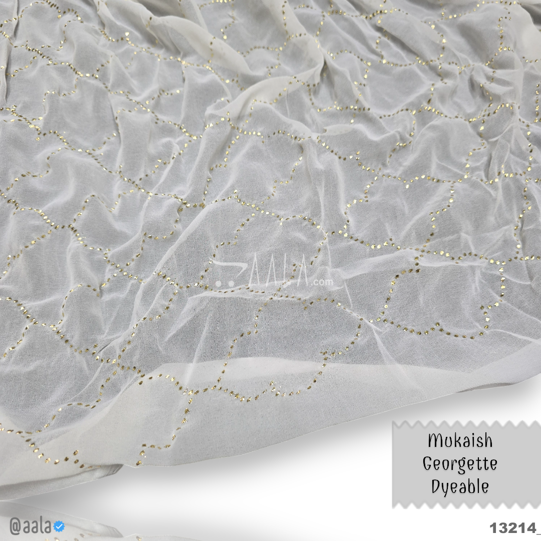 Machine-Mukaish Georgette Nylon 44-Inches DYEABLE Per-Metre #13214