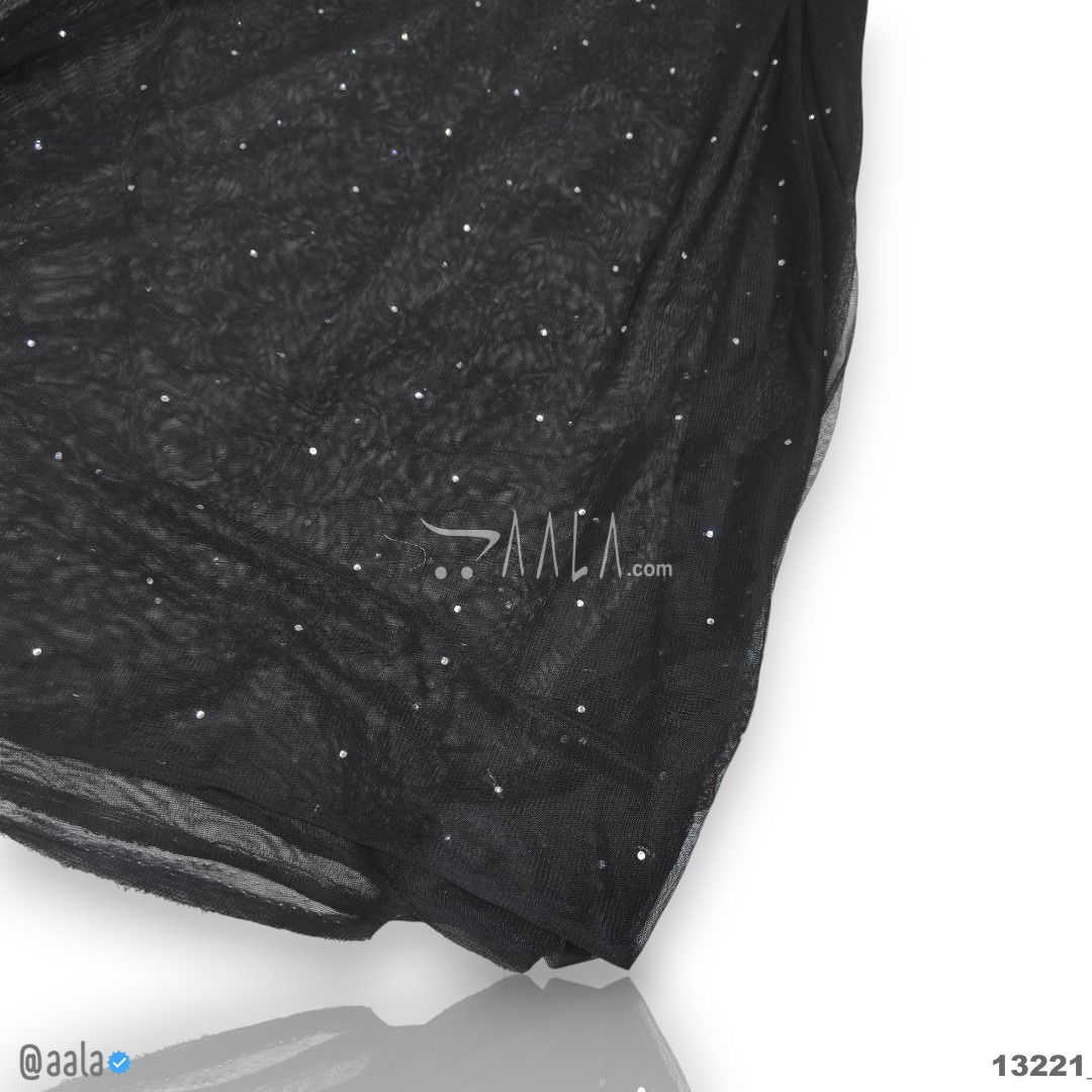 Micro-Mini-Diamonds-Silver Net Nylon Dupatta-44-Inches DYEABLE 2.25-Metres #13221