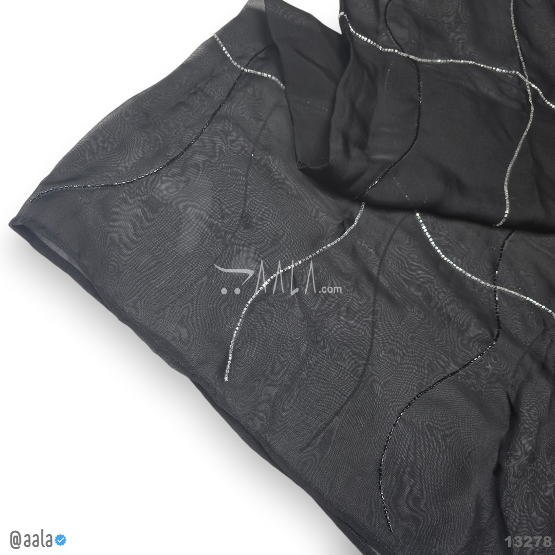 Handwork Organza Viscose Dupatta-42-Inches BLACK 2.25-Metres #13278