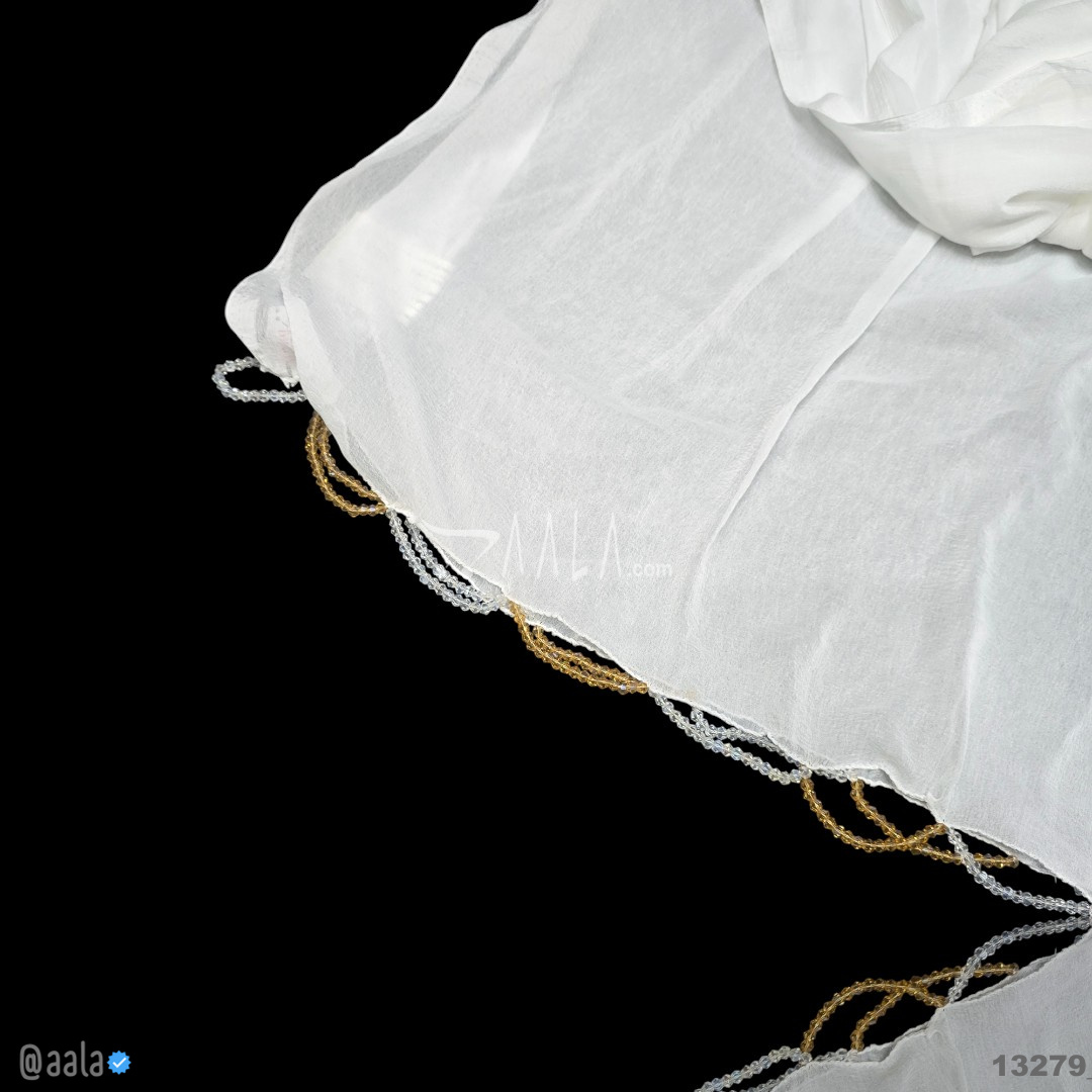 Single-Line-U2 Chinon Nylon Dupatta-32-Inches DYEABLE 2.25-Metres #13279