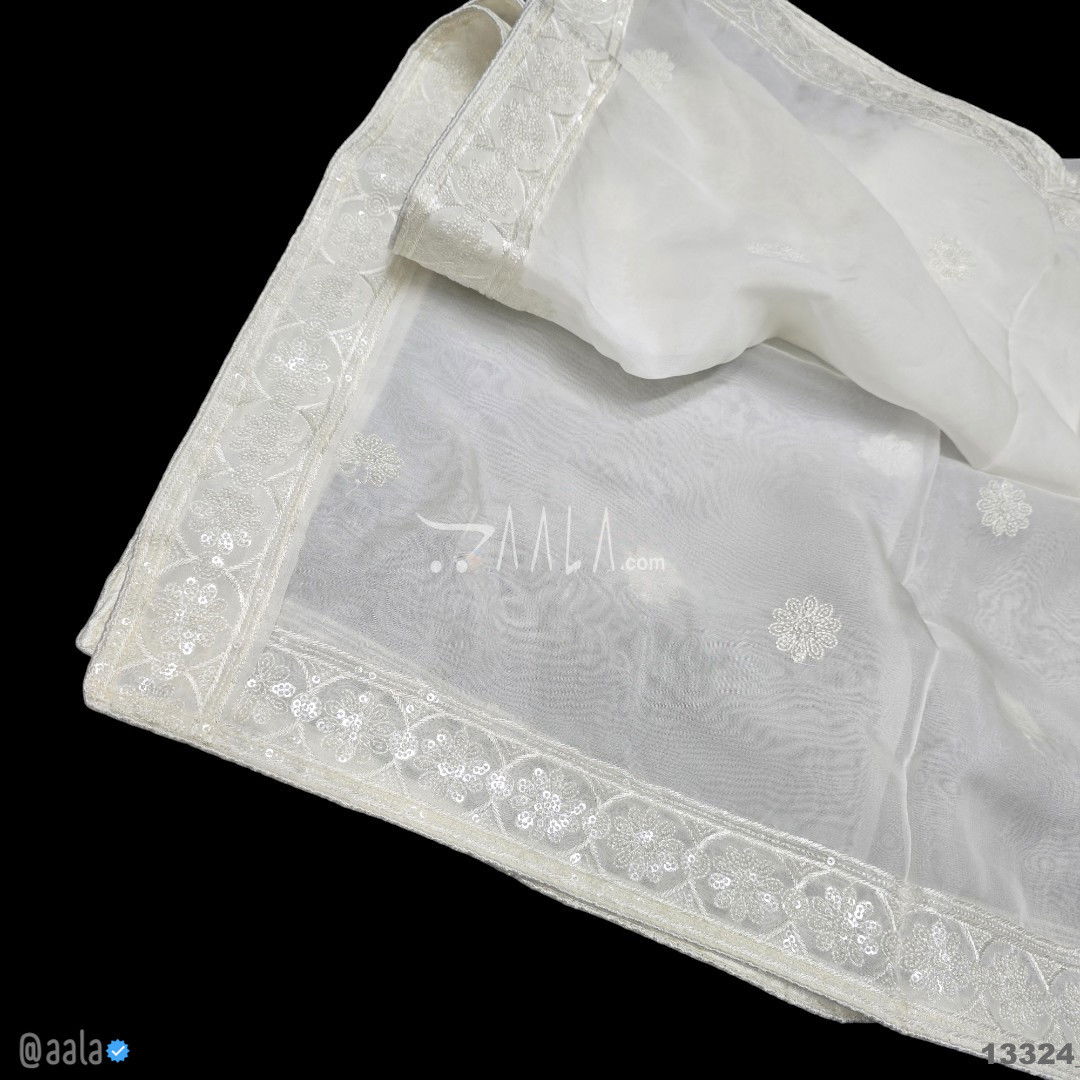 Embroidered Organza Viscose Dupatta-40-Inches DYEABLE 2.50-Metres #13324