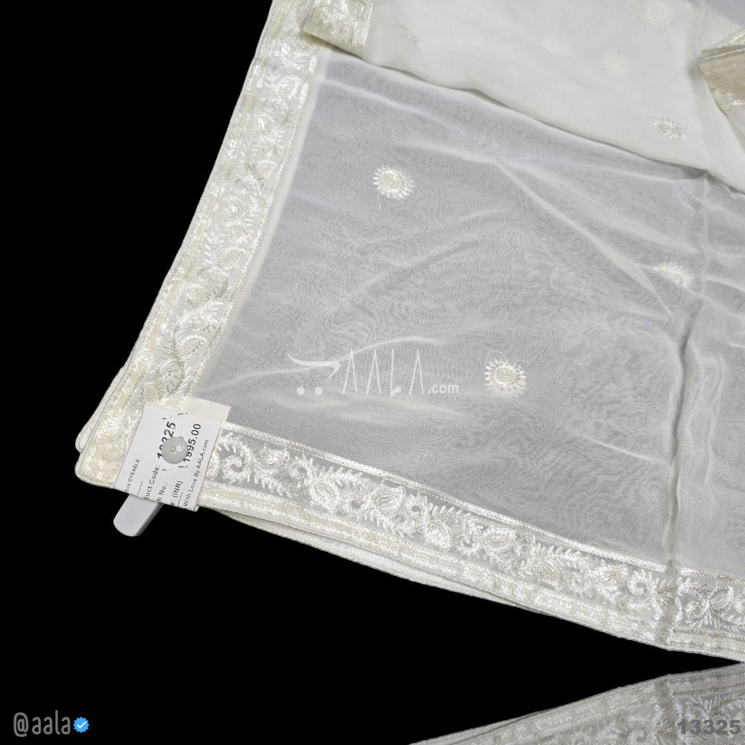 Embroidered Georgette Viscose Dupatta-40-Inches DYEABLE 2.50-Metres #13325