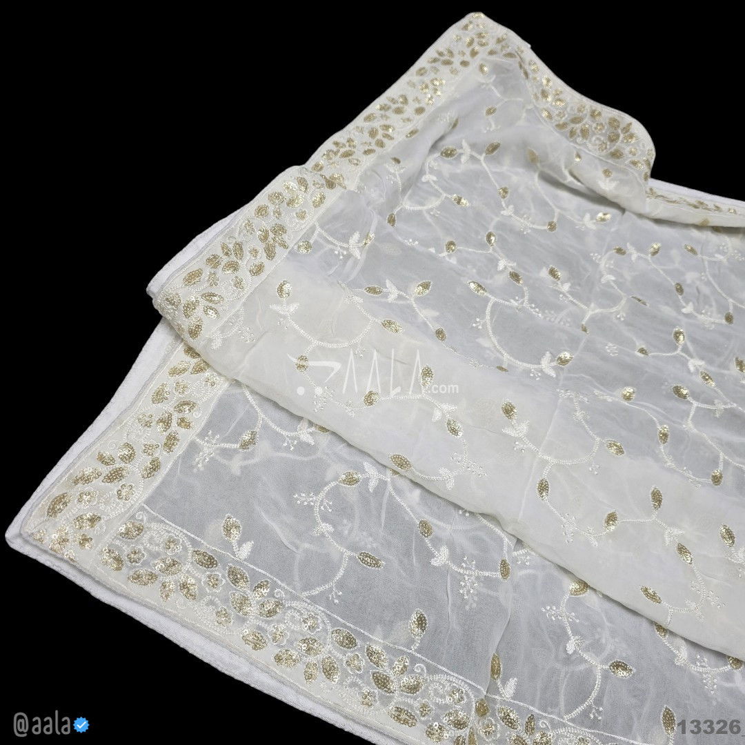 Embroidered Georgette Viscose Dupatta-40-Inches DYEABLE 2.50-Metres 
