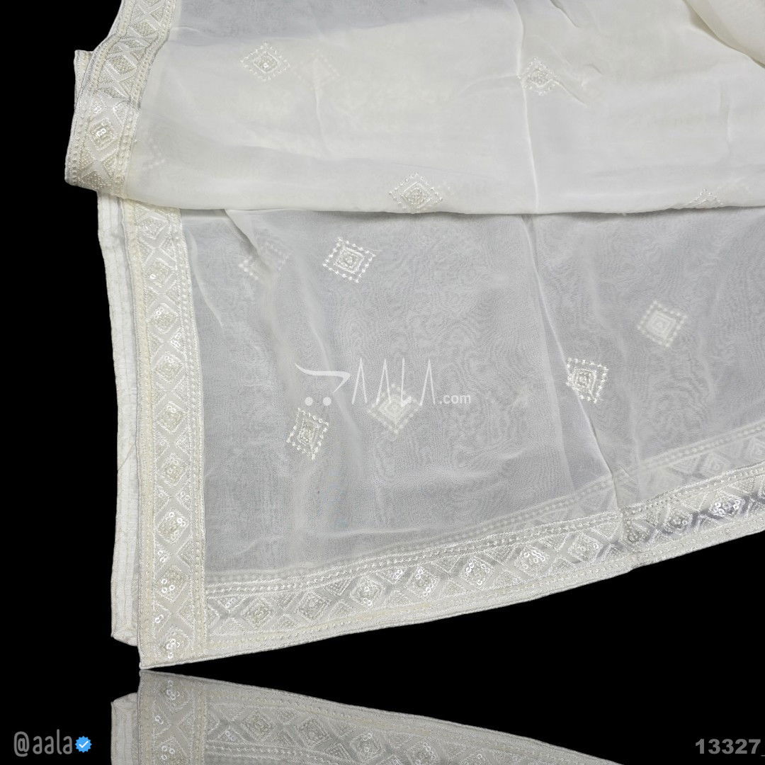 Embroidered Georgette Viscose Dupatta-40-Inches DYEABLE 2.50-Metres 