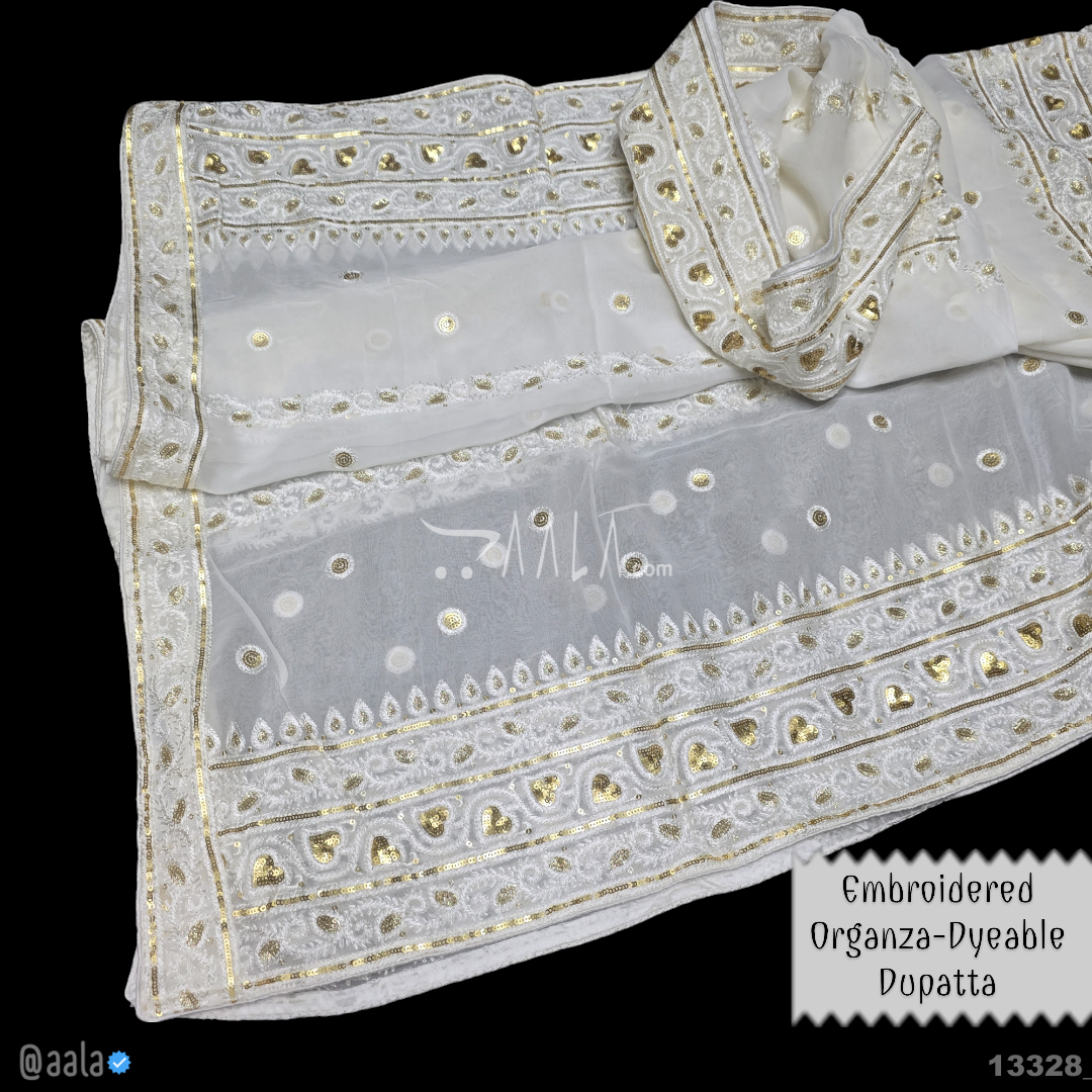Embroidered Organza Viscose Dupatta-40-Inches DYEABLE 2.50-Metres #13328