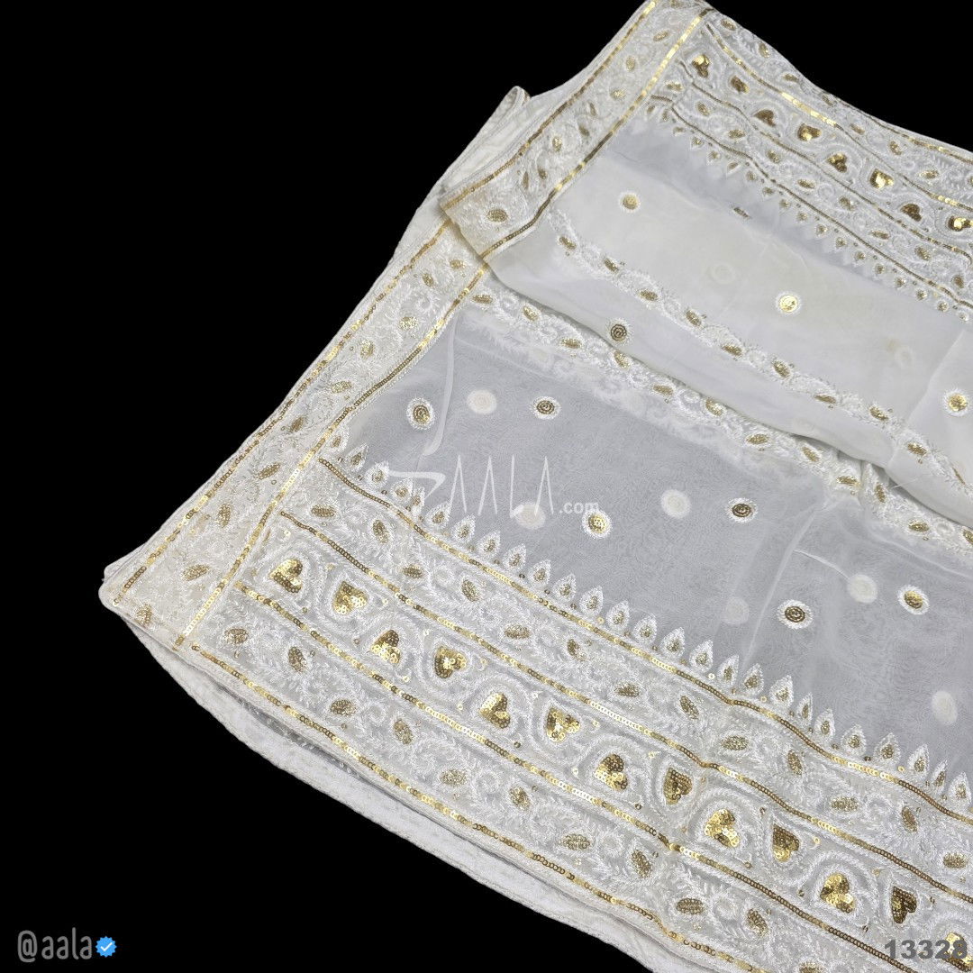 Embroidered Organza Viscose Dupatta-40-Inches DYEABLE 2.50-Metres #13328