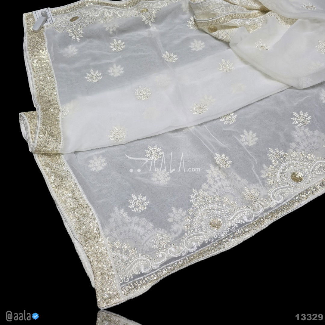 Embroidered Georgette Viscose Dupatta-40-Inches DYEABLE 2.50-Metres 
