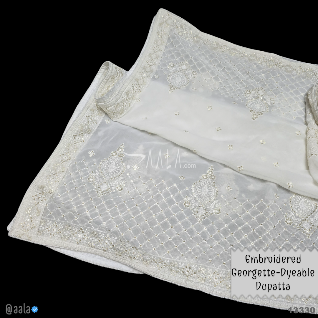 Embroidered Georgette Viscose Dupatta-40-Inches DYEABLE 2.50-Metres 