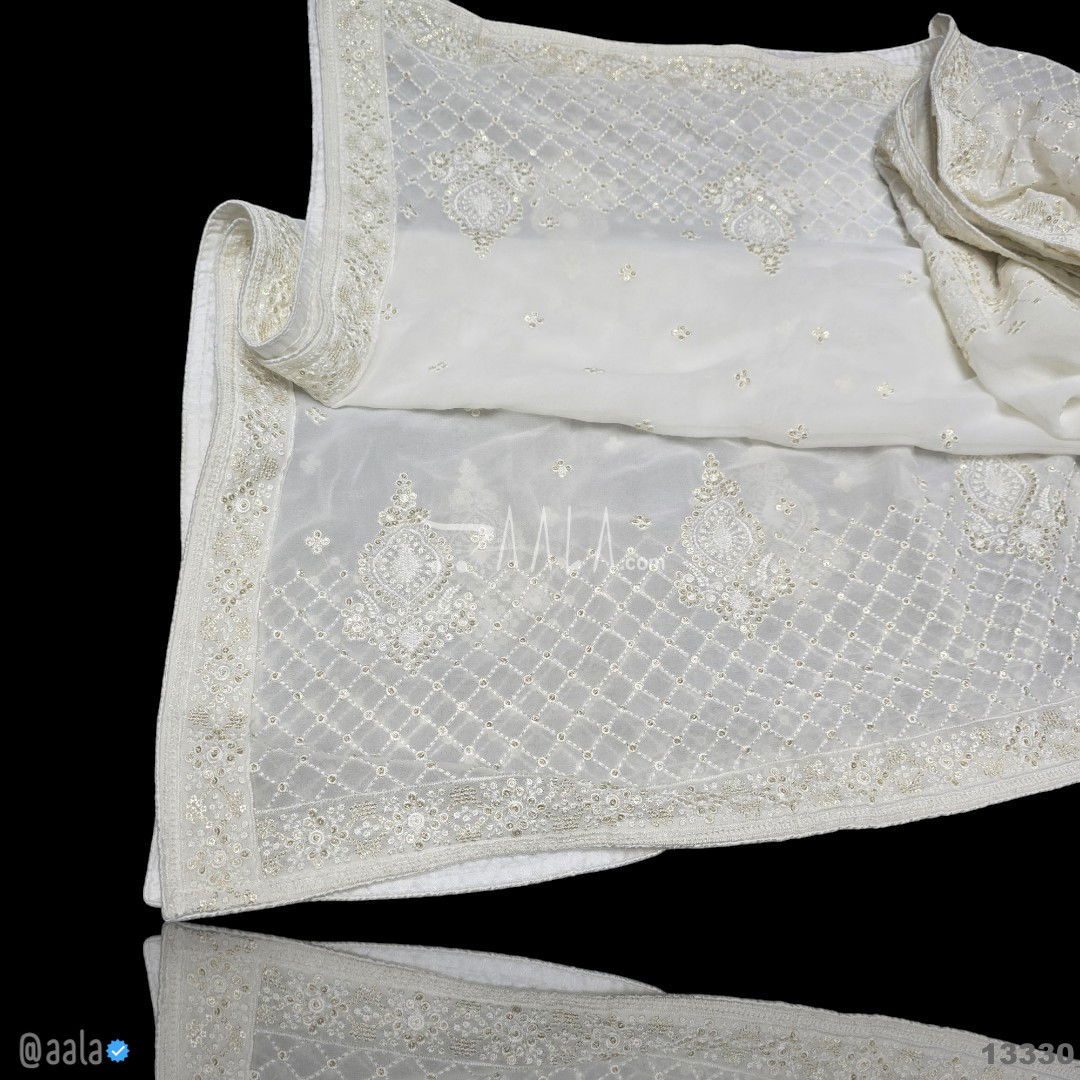 Embroidered Georgette Viscose Dupatta-40-Inches DYEABLE 2.50-Metres 