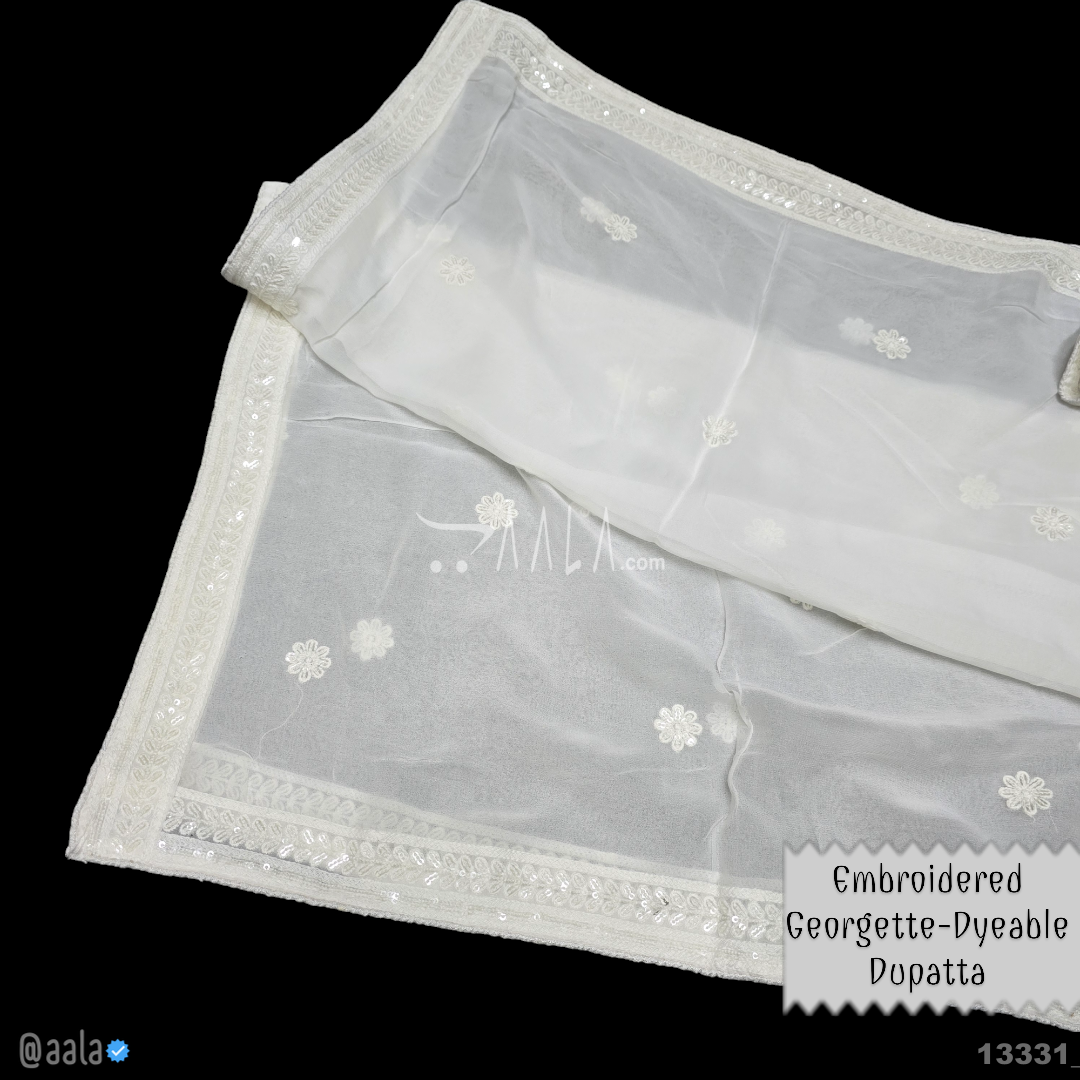 Embroidered Georgette Viscose Dupatta-40-Inches DYEABLE 2.50-Metres 